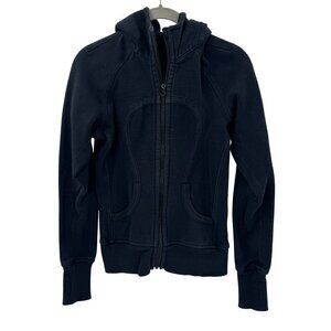 Lululemon Scuba Black Full-Zip Hoodie Womens Size 4 Cotton Blend Comfortable